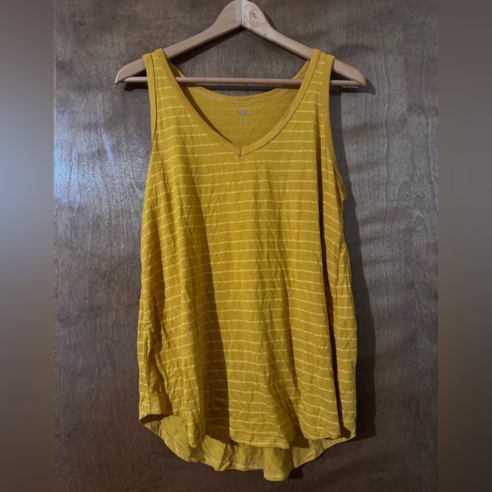 a.n.a Mustard Striped V-Neck Tank Top
